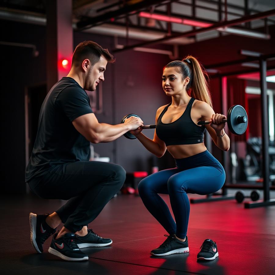 Personal trainer orientando aluna